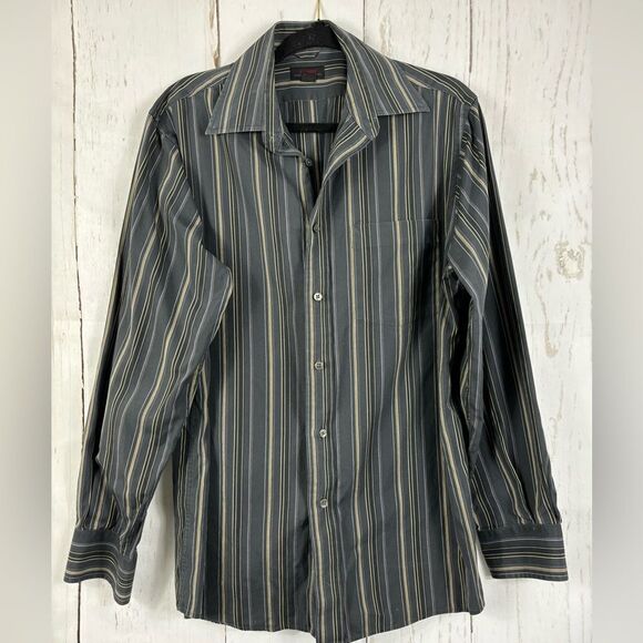 Express Other - ‼️final must bundle‼️ EXPRESS Premium Men’s Gray Shirt Button Up Striped